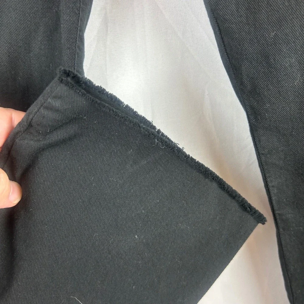 Frank & Eileen Wicklow Italian Cotton Chino Pants Black Raw Hem Womens Size 4
